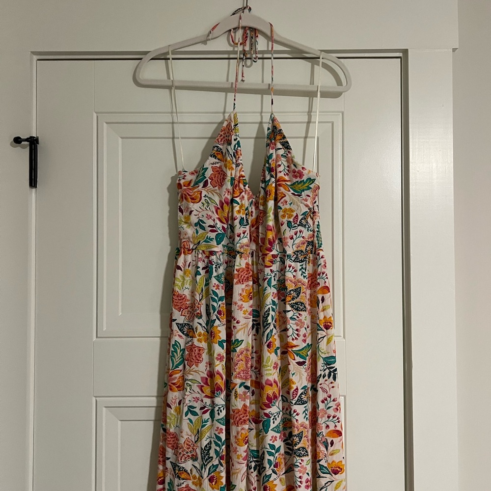 old navy halter smocked maxi dress